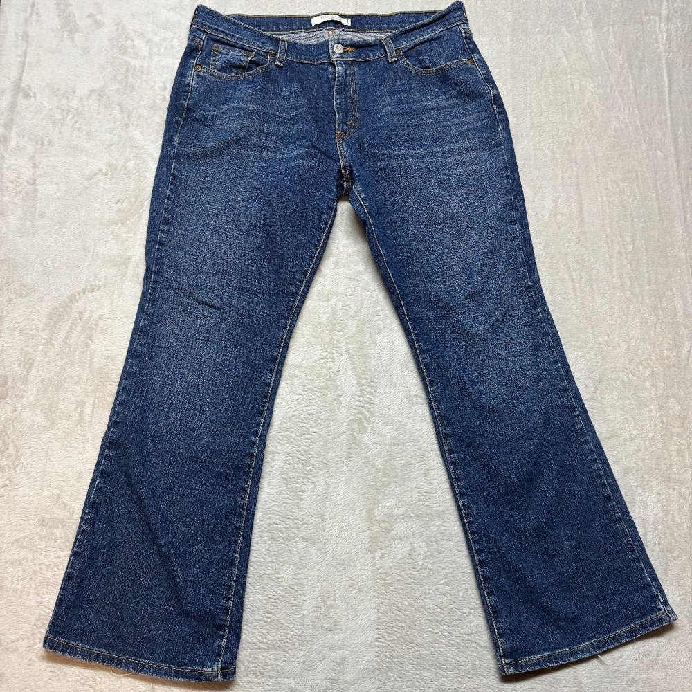 Levi's 515‎ Boot Cut Denim Jeans Women Size 14 S/C Dark Wash 36x30 Wide Leg